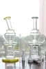 Tjockglas Bongs Grön och gul toppkvalitet 14.4mm Joint Rökning Hookahs Glas Vattenrör Oril Rigs Bongs Recycler HeadyShop 2016