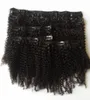 Mongolian Virgin Hair African American afro kinky curly hair clip in human hair extensions natural black clips ins G-EASY