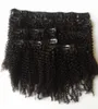 Clip afro crespa mongola nelle estensioni dei capelli umani ricci per l'africano americano può essere tinta Clip nera naturale da 824 pollici GEASY3115491