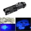 DHL Frakt UV -ficklampa Mini LED Torch 395Nm Blacklight Wavelength Violet Light UV 9 LED Flash Light Torcia Linterna Aluminium Lamp7076916