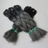 Kanekalon Ombre Örgü Saç Tığ Örgeleri 24inch 100g Blackdark Gri İki Ton Sentetik Örgü Saç Uzantıları8153616