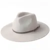 Partihandel-Ny Dome Rolled Pure Ull Vinter Kvinnor Fedora Hats Mode Stetson Hattar Fedoras med bälte