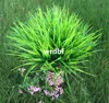 Heet nep groene plant 30 cm / 11.81 "Lengte 12 stks / partij kunstmatige gelukkige gras plastic planten grassen 7 stelen per bos voor bruiloft bloem