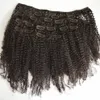 Afro kinky curly Russian clip in hair extensions natural black 3c4a4b4c clip human hair GEASY Hair products1460710