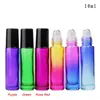 Hot Selling 10 ml glazen fles roll op lege geur parfum etherische olieplessen met metalen balrol zwart plastic dop