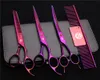 4PCS SURS 7 "JP 440C Lila Dragon Professional Hair Hairdressing Saxkam + Skärare + Tunna Sax + Up Curved Shears Z3002