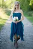 Sıcak Ucuz Ülke Stil Gelinlik Modelleri Teal Şifon Düğün Misafir Giyim Dantel Sweethher Yüksek Düşük Uzunlukta Yaz Parti Sorumlusu