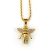 Nieuwe 18K Vergulde Jongen Angel Girl Angels Hanger Micro Angel Stuk Ketting Voor Mannen Vrouwen Hip Hop Charm sieraden Gratis Verzending