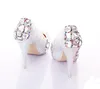 Silver Multicolor Colorful Chain Rhinestone Wedding Shoes Show Performance High Heels Crystal Bridesmaid Shoes Prom Pumps
