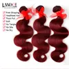 Burgundy Brazilian Virgin Hair weave Bundlesブラジルのボディーウェーブウェーブの髪3ピースロットワインレッド99J安い人間の髪の伸びが並んでいない