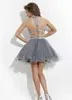 Sexiga examensklänningar A-Line High Neck Tulle utsmyckade tvådelar Prom Dresses Pärled Homecoming Dress Rachel Allan New Style LA147