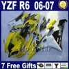 100 moulage par injection pour yamaha r6 carénage kit 2006 2007 blanc jaune yzf r6 carénages 06 07 capot gratuit