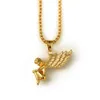 Nieuwe 18K Vergulde Jongen Angel Girl Angels Hanger Micro Angel Stuk Ketting Voor Mannen Vrouwen Hip Hop Charm sieraden Gratis Verzending