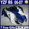 ABS Injection molding for YAMAHA R6 body repair parts 2006 2007 white blue yzf r6 fairings kits 06 07 high grade FZI