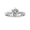 925 스털링 실버 링 AAA의 100 % 시뮬레이션 된 다이아몬드 MS 링 결혼 반지 약혼 반지