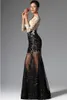저렴한 겸손한 인어 댄스 파티 드레스 2021 형식 드레스 v 넥 라인 흑백 레이스 이브닝 드레스 섹시한 구슬 대회 가운 2487