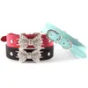 Fabriekshalsband Bling Kristallen Strik Leren Huisdierhalsband Puppy Choker Ketting XS S M2964649