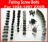 Ny professionell Motorcykel Fairing Screws Bolt Kit för Kawasaki 1994 1995 1996 1997 ZX6R 94-97 ZX 6R Svart eftermarknadsfeedningsbultar skruv