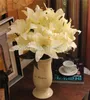 Konstgjord Lily Bunch (9 Heads / Piece) 45cm Lily Flower Fake Lilies Blommor För Bröllop Brud Buketter Party Heminredning