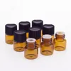 Most Popular 1000pcs/lot 1mL Mini Amber Glass Essential Oil Bottle Empty Sample Vials Brown Refillable Bottles With Orifice Reducer & Cap