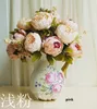 Kunstmatige Peony Bunch 48cm / 18.8 Inch Silk Flowers Simulatie Europese Pioenbloem met Hydrangea Bloem voor Bruiloft Centerpieces Decor SPO