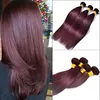 ELIBESS CHEVEUX -Straight Rouge Vin Bourgogne 99J Virgin Human Hair Weave 3 Bundles 100g Par Pièce 300g Par Lot Extensions De Cheveux Puromi