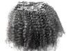 Peruaanse menselijke haaruitbreidingen 9 stuks met 18 clips clip in producten donkerbruine natuurlijke zwarte kleur afro kinky curl4023122