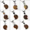 Groothandel 10 stks charme verzilverd natuurlijke druzy ammoniet fossiele hanger amethist rose quartz stenen kralen hanger sieraden voor ketting