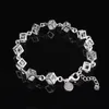 Free Shipping with tracking number Top Sale 925 Silver Bracelet Checkered White Diamond Bracelet Silver Jewelry 10Pcs/lot cheap 1798