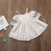 Boutique Mädchen Kleidung Kinder Prinzessin Kleid Baby Party Hochzeit Festzug Formal Mini Niedlich Off-Schulter Weiß Spitzenkleider Baby Mädchen Kleidung