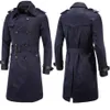 Män Trench Coat Classic Double Breasted Trench Coat Masculino Male Winter Clothing Long Jackets Coats British Style Overcoat