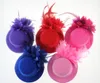 Veer hoed bruiloft lint gaas kanten veer bloem mini top hoeden fascinator party haarclips caps Homburg Millinery bruids accessoires