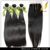 Malaysiska Human Haft Weft Weft Weace Closure 3 Part Grade 8a Naturfärg 8-34 tums silkeslen Straight Gratis frakt Bellahair