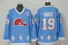 Męskie koszulki hokejowe Quebec Nordiques Vintage 19 Joe Sakic Baby Blue 26 Stastny 13 Mats Sundin 21 Peter Forsberg 10 Koszulka Guy Lafleur #17 Koszulki Wendel Clark