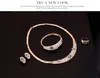 Fashion Classic Design Wedding 18K Gold Plated Rose Shape Crystal Necklace Bangle Earring Ring Jewelry Set