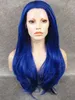 S02 24" Straight # 3500 Azul sintético Lace cabelo Frente Moda Costume Party Ladies peruca Moda Azul Lace Wig