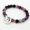 Chegada nova Conjuntos de Jóias 8mm Frisado Contas de Pedra Natural Ágata Roxo OM, Hamsa Yoga Braclets, Melhor Presente para homens e mulheres