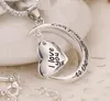 10 SZTUK Crescent Heart Kocham Cię do Księżyca i Powrót Charm Naszyjnik Mensms Biżuteria Mody Akcesoria