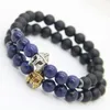 Nouveau Design 8mm Mat Agate Lapis Lazuli Perles avec Guerrier Romain Casque Bracelet De Mode Spartan Bijoux pour Hommes Cadeau