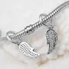 Dangle Angel Wings Symbole de guidage avec Clear CZ 100% 925 Perles en argent sterling Fit Pandora Charms Bracelet Authentique DIY Bijoux de mode
