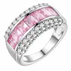 Nouveaux bijoux de mariée anneaux de mariage feu rose zircon cubique 925 bague en argent Sterling mélange 5 pièces/lot
