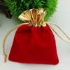 Velvet Drawstring Pouches Bags gold side flannel bags Gift bag Flocked jewelry pouch Favor Holders velvet drawstring bag multi color