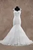 Vintage Dantel Mermaid Gelinlik Cap Sleeve Sweetheart Weding Abiye Mahkemesi Tren Weddingdress Gerçek Fotoğraf Mütevazı Gelinlikler