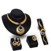 Crystal Wedding Dress Accessories Costume Women Party 18K Gold Plated African Beads Necklace Bangle Earrings Ring Jewelry Sets