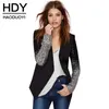 HDY Haoduoyi slim donna Pu patchwork Paillettes argento nero Giacche Cappotto invernale moda manica intera per q1109 all'ingrosso