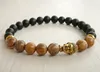 SN0243 Lucky Gold Buddha Bracelet Yoga Jasper Black Onyx Bracelet Mens Black Bracelet Stretch Bracelet for Men