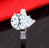 레트로 Moissanite 여성 Sier iinlaid 3 Karat Drop Shap Simulation Diamond wedding 또는 약혼 반지 애호가 Euro American