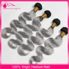 Péruvien Ruban Gris Vierge Bundles de Cheveux Humains 4Pcs Lot # 1B / Gris Ombre Extensions de Cheveux Corps Vague 2 Ton Ombre Cheveux Tisse