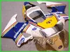 Gratis Anpassa Fairings Set för Honda CBR900 RR 98 99 CBR900RR CBR919 1998 1999 Gul Blå Vit Högkvalitativ Fairing Kit QD87