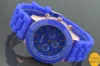 Gratis frakt Geneva New Style Watch Jelly Watch Tre Circles Display Silicone Strap Candy Color Unisex Dropship